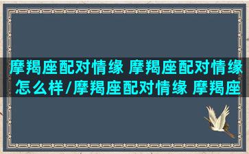 摩羯座配对情缘 摩羯座配对情缘怎么样/摩羯座配对情缘 摩羯座配对情缘怎么样-我的网站